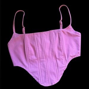 Bubblegum Pink linen Corset crop Top size small